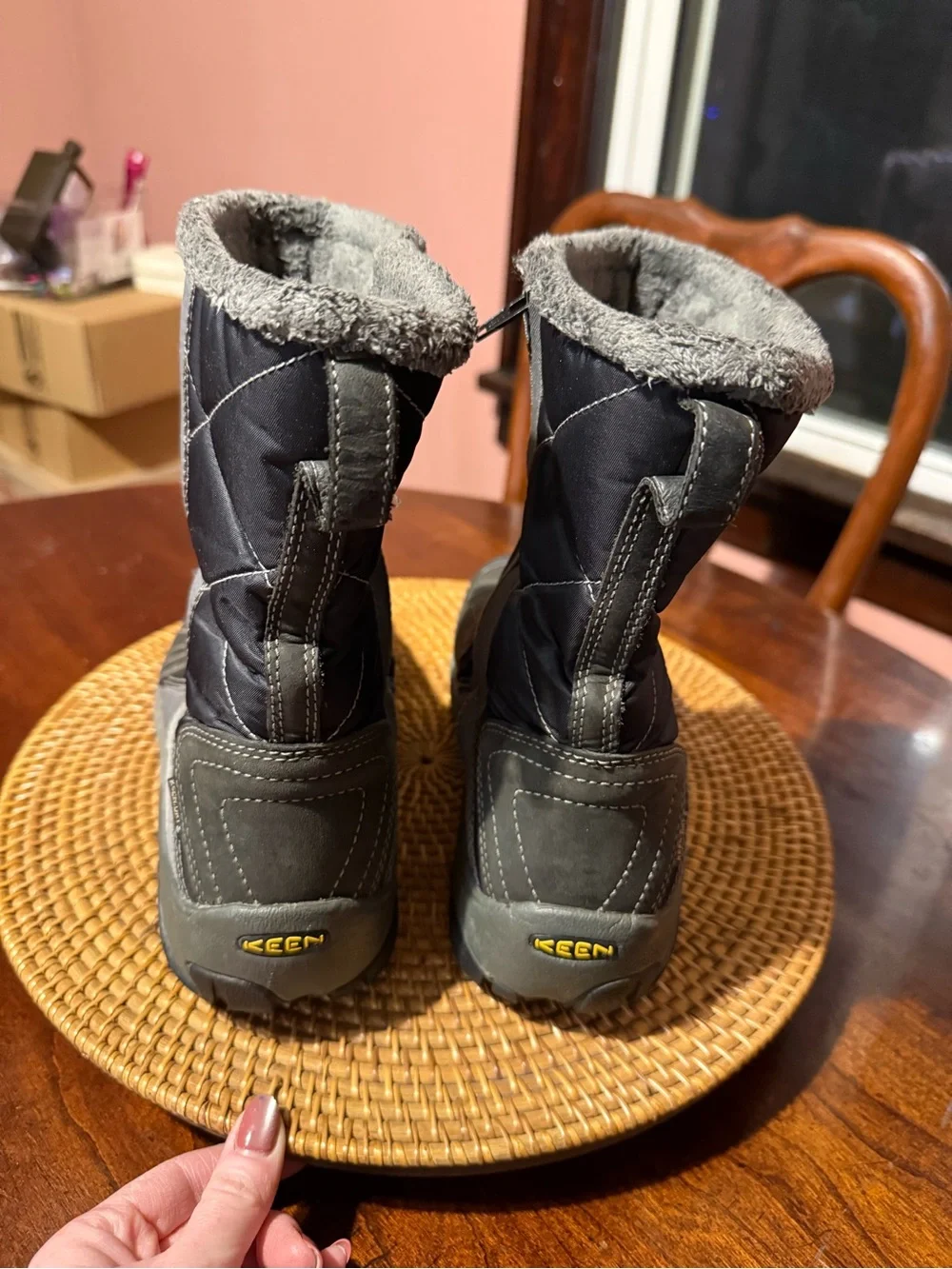 Keen Black and Navy Keen Warm Insulated‎ Winter Boots with Gray Trim